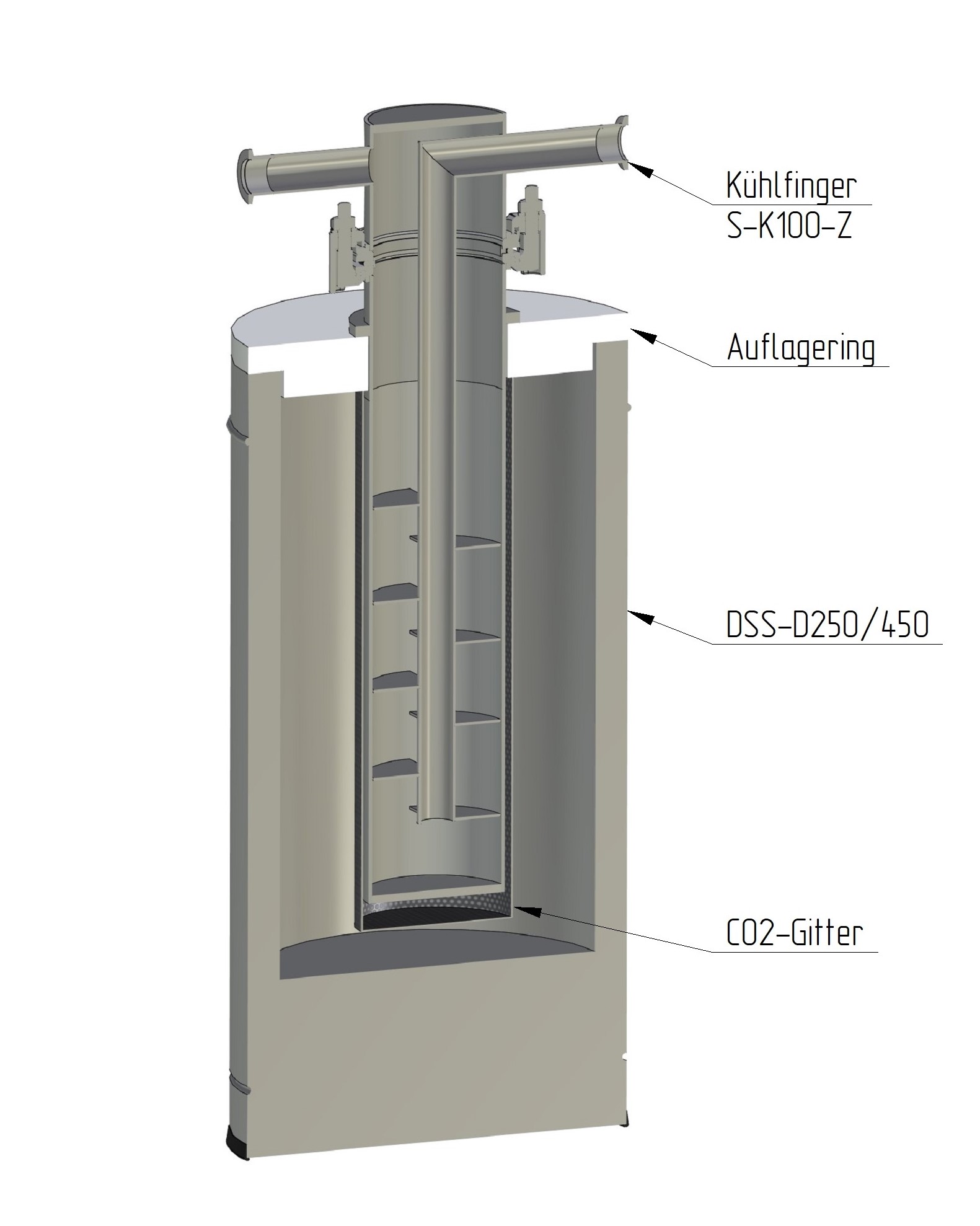 Kühlfalle komplett V2A groß ISO-K100